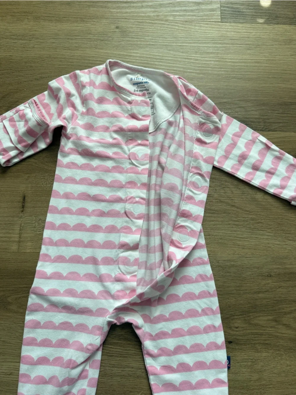 Simply Magnetic Me 3-6months Pink & White One-Piece Pajamas